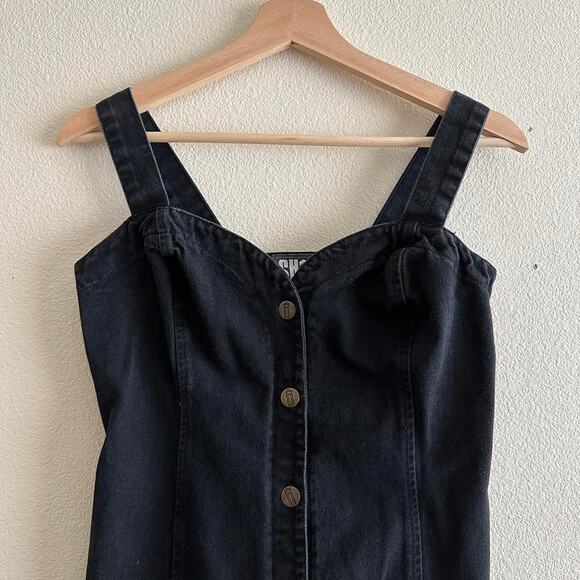 Vintage black denim mini dress - Picture 6 of 8